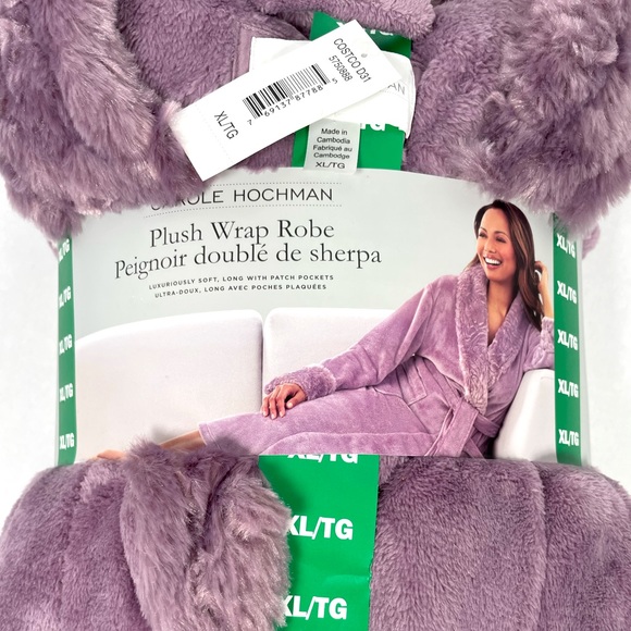 Purple Plush Robe Size Extra Large House Coat Luxuriously Soft Long With Pockets - Picture 2 of 4